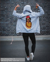 Matryoshka Damen Oversized Zip Hoodie mit Reißverschluss grau by SAEBIS®
