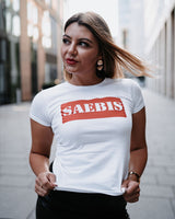 SAEBIS® Red Box Damen T-Shirt tailliert weiß