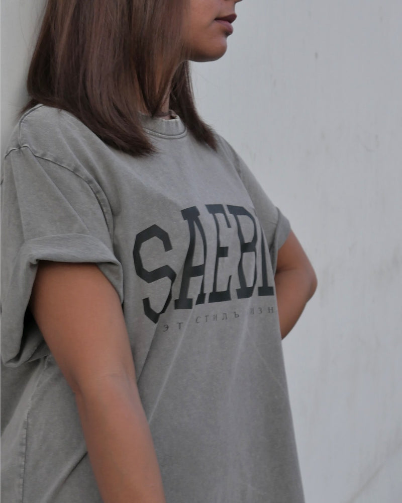 Lifestyle Damen Oversized T-Shirt washed grau by SAEBIS®