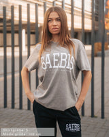 Lifestyle Damen Oversized T-Shirt washed grau/ weiß by SAEBIS®
