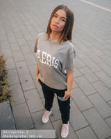 Lifestyle Damen Oversized T-Shirt washed grau/ weiß by SAEBIS®