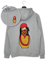 Matryoshka Herren Zip Hoodie mit Reißverschluss grau by SAEBIS®