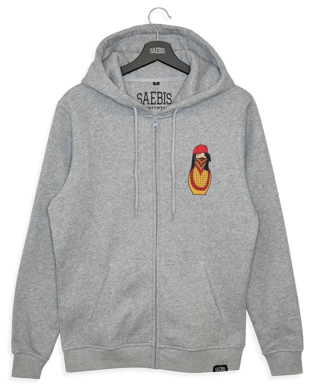 Matryoshka Damen Oversized Zip Hoodie mit Reißverschluss grau by SAEBIS®