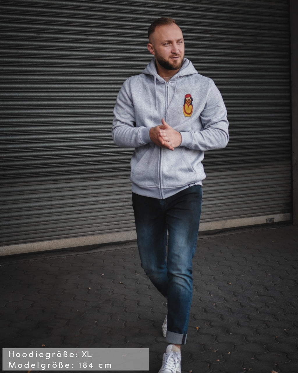 Matryoshka Herren Zip Hoodie mit Reißverschluss grau by SAEBIS®