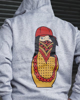 Matryoshka Herren Zip Hoodie mit Reißverschluss grau by SAEBIS®