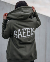 Lifestyle Damen Oversized Zip Hoodie mit Reißverschluss olivfarben by SAEBIS®