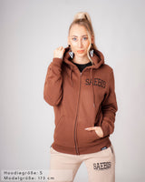 Lifestyle Damen Oversized Zip Hoodie mit Reißverschluss Bären-braun by SAEBIS®