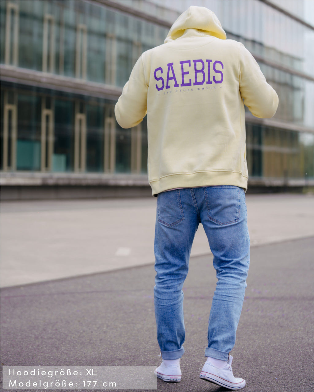 Lifestyle Herren Zip Hoodie mit Reißverschluss pastellgelb by SAEBIS®