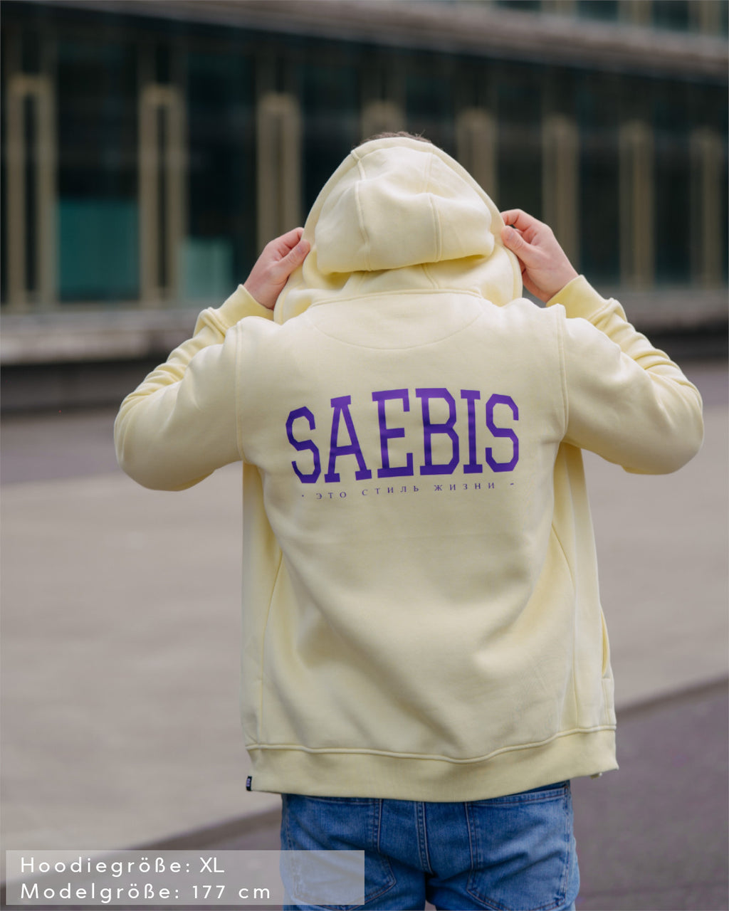 Lifestyle Herren Zip Hoodie mit Reißverschluss pastellgelb by SAEBIS®